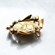 Load image into Gallery viewer, Vintage 14K Yellow Gold Opal and Diamonds Portrait Pendant Brooch