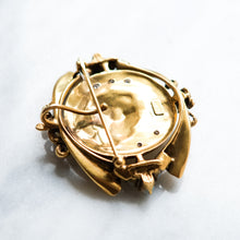 Load image into Gallery viewer, Vintage 14K Yellow Gold Opal and Diamonds Portrait Pendant Brooch