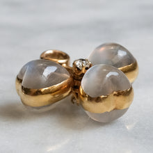 Load image into Gallery viewer, 14K Yellow Gold Moonstone and Diamond Shamrock Pendant