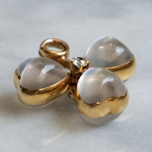 Load image into Gallery viewer, 14K Yellow Gold Moonstone and Diamond Shamrock Pendant