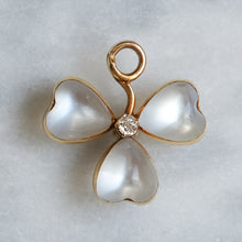 Load image into Gallery viewer, 14K Yellow Gold Moonstone and Diamond Shamrock Pendant