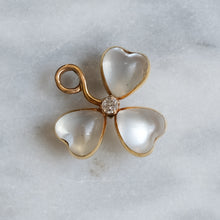 Load image into Gallery viewer, 14K Yellow Gold Moonstone and Diamond Shamrock Pendant