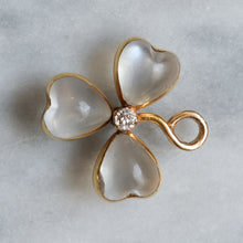 Load image into Gallery viewer, 14K Yellow Gold Moonstone and Diamond Shamrock Pendant