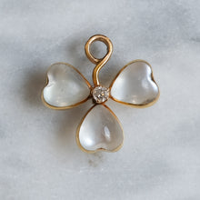 Load image into Gallery viewer, 14K Yellow Gold Moonstone and Diamond Shamrock Pendant