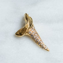Load image into Gallery viewer, Vintage 18K Yellow Gold Diamond Pave Shark Tooth Pendant