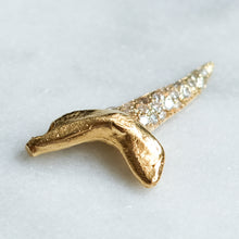 Load image into Gallery viewer, Vintage 18K Yellow Gold Diamond Pave Shark Tooth Pendant