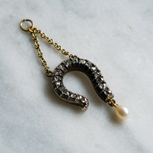 Load image into Gallery viewer, Victorian Gold and Silver Diamond and Pearl Question Mark Pendant