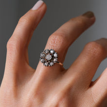 Load image into Gallery viewer, Victorian 9K Yellow Gold Diamond Flower Cluster Ring