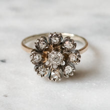 Load image into Gallery viewer, Victorian 9K Yellow Gold Diamond Flower Cluster Ring
