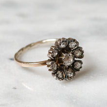 Load image into Gallery viewer, Victorian 9K Yellow Gold Diamond Flower Cluster Ring