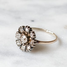 Load image into Gallery viewer, Victorian 9K Yellow Gold Diamond Flower Cluster Ring