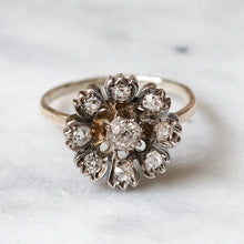 Load image into Gallery viewer, Victorian 9K Yellow Gold Diamond Flower Cluster Ring