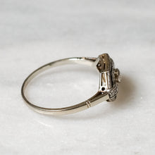 Load image into Gallery viewer, Art Deco 14K White Gold Diamond and Sapphire Ring