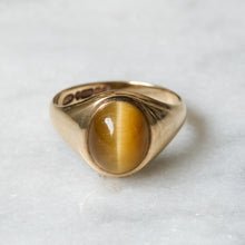Load image into Gallery viewer, Vintage 9K Yellow Gold Flush-Set Tiger's Eye with Cat Eye Effect