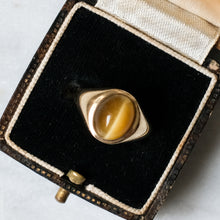 Load image into Gallery viewer, Vintage 9K Yellow Gold Flush-Set Tiger's Eye with Cat Eye Effect