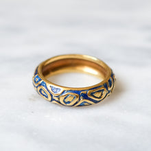 Load image into Gallery viewer, Vintage 18K Yellow Gold Blue Enamel Tiffany & Co. Ring