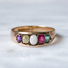 Load image into Gallery viewer, Antique Victorian 9K Yellow Gold ADORE Acrostic Ring