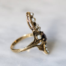 Load image into Gallery viewer, Arts & Crafts 14K Gold Amethyst Pearl Ring by Walton & Co