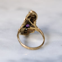 Load image into Gallery viewer, Arts & Crafts 14K Gold Amethyst Pearl Ring by Walton & Co