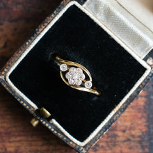 Load image into Gallery viewer, Antique 18K Yellow Gold and Platinum Floral Cluster Diamond Bypass Ring