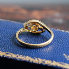 Load image into Gallery viewer, Antique 18K Yellow Gold and Platinum Floral Cluster Diamond Bypass Ring