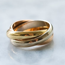 Load image into Gallery viewer, 18K Yellow, White and Rose Gold Trinity Band