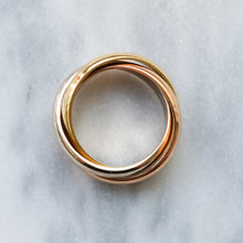 Load image into Gallery viewer, 18K Yellow, White and Rose Gold Trinity Band