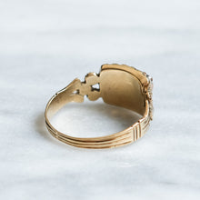 Load image into Gallery viewer, Georgian 14K Rose Gold Garnet and Seed Pearl Mourning Ring