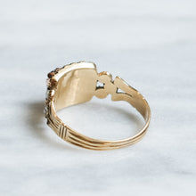 Load image into Gallery viewer, Georgian 14K Rose Gold Garnet and Seed Pearl Mourning Ring