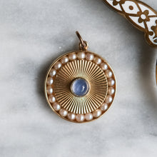 Load image into Gallery viewer, 14K Yellow Gold Engine Turned Star Sapphire and Pearls Pendant - B