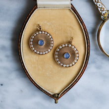 Load image into Gallery viewer, 14K Yellow Gold Engine Turned Star Sapphire and Pearls Pendant - B