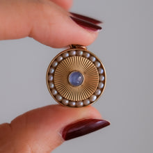 Load image into Gallery viewer, 14K Yellow Gold Engine Turned Star Sapphire and Pearls Pendant - B