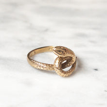 Load image into Gallery viewer, Vintage 9K Yellow Gold Snake Ring Size US 7.75 / UK P