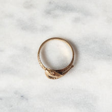 Load image into Gallery viewer, Vintage 9K Yellow Gold Snake Ring Size US 7.75 / UK P