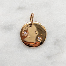 Load image into Gallery viewer, 14K Yellow Gold Diamond Gemini Zodiac Disc Pendant