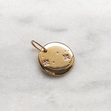 Load image into Gallery viewer, 14K Yellow Gold Diamond Gemini Zodiac Disc Pendant
