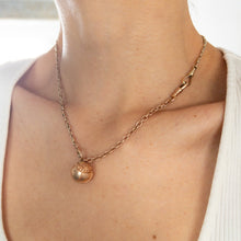 Load image into Gallery viewer, Victorian 14K Rose Gold Watch Chain Extender with Repousse Floral Ball Fob
