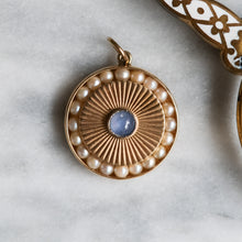 Load image into Gallery viewer, 14K Yellow Gold Engine Turned Star Sapphire and Pearls Pendant - A