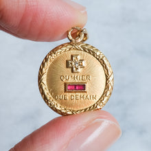 Load image into Gallery viewer, Vintage Round QU'HIER QUE DEMAIN Augis Pendant