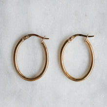 Load image into Gallery viewer, 9K Yellow Gold Oval Hoop Earrings