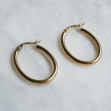 Load image into Gallery viewer, 9K Yellow Gold Oval Hoop Earrings