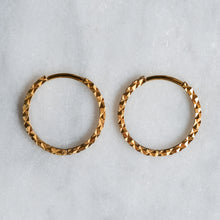 Load image into Gallery viewer, 9K Yellow Gold Round Diamond Cut Hoop Earrings