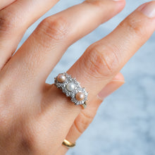 Load image into Gallery viewer, Edwardian Natural Pearls and Diamond Ring