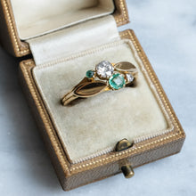 Load image into Gallery viewer, Vintage 1930s Art Deco Diamond and Emerald Toi et Moi Ring