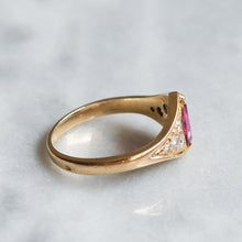 Load image into Gallery viewer, Vintage 18K Yellow Gold Marquise Pink Sapphire and Diamond Ring