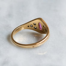 Load image into Gallery viewer, Vintage 18K Yellow Gold Marquise Pink Sapphire and Diamond Ring