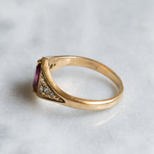 Load image into Gallery viewer, Vintage 18K Yellow Gold Marquise Pink Sapphire and Diamond Ring