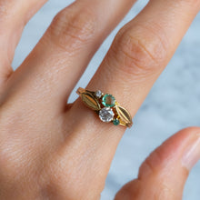 Load image into Gallery viewer, Vintage 1930s Art Deco Diamond and Emerald Toi et Moi Ring
