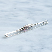 Load image into Gallery viewer, Antique Art Deco era Tourmaline with Rose-Cut Diamonds Bar Brooch
