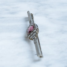 Load image into Gallery viewer, Antique Art Deco era Tourmaline with Rose-Cut Diamonds Bar Brooch